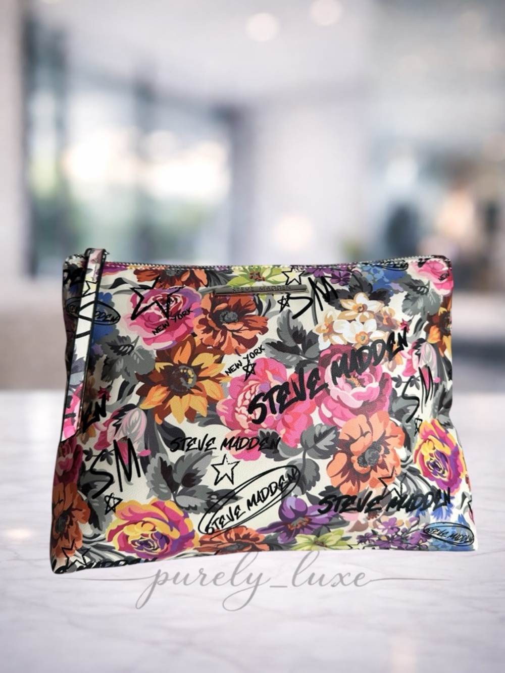 Steve Madden Multicolor Floral Print pouch clutch